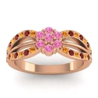 Pink Tourmaline Fashion Ring In 14K Rose Gold With Garnet And Citrine – Kalikda Simple Ring