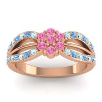 Pink Tourmaline Fashion Ring In 14K Rose Gold With Swiss Blue Topaz And Aquamarine – Kalikda Simple Ring