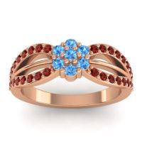 Swiss Blue Topaz Fashion Ring In 14K Rose Gold With Garnet – Kalikda Simple Ring