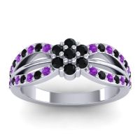 Black Onyx Fashion Ring In 14k White Gold With Amethyst – Kalikda Simple Ring