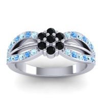 Black Onyx Fashion Ring In 14k White Gold With Swiss Blue Topaz And Aquamarine – Kalikda Simple Ring