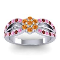 Citrine Fashion Ring In 14k White Gold With Garnet And Pink Tourmaline – Kalikda Simple Ring