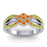 Citrine Fashion Ring In 14k White Gold With Peridot – Kalikda Simple Ring