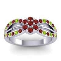 Garnet Fashion Ring In 14k White Gold With Peridot – Kalikda Simple Ring