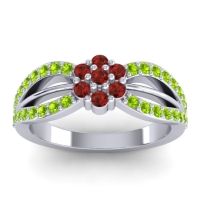 Garnet Fashion Ring In 14k White Gold With Peridot – Kalikda Simple Ring