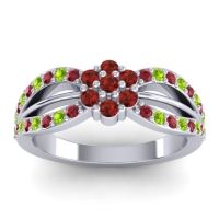 Garnet Fashion Ring In 14k White Gold With Peridot And Ruby – Kalikda Simple Ring