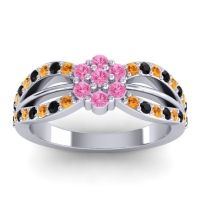 Pink Tourmaline Fashion Ring In 14k White Gold With Black Onyx And Citrine – Kalikda Simple Ring