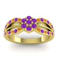 Amethyst Fashion Ring In 14k Yellow Gold With Citrine – Kalikda Simple Ring