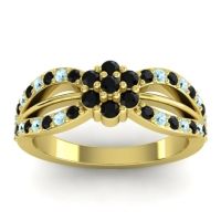Black Onyx Fashion Ring In 14k Yellow Gold With Aquamarine – Kalikda Simple Ring