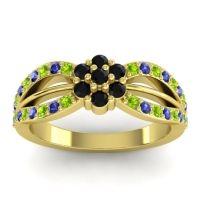 Black Onyx Fashion Ring In 14k Yellow Gold With Blue Sapphire And Peridot – Kalikda Simple Ring