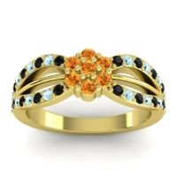 Citrine Fashion Ring In 14k Yellow Gold With Aquamarine And Black Onyx – Kalikda Simple Ring