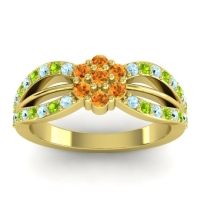 Citrine Fashion Ring In 14k Yellow Gold With Peridot And Aquamarine – Kalikda Simple Ring