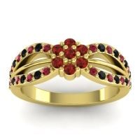 Garnet Fashion Ring In 14k Yellow Gold With Black Onyx And Ruby – Kalikda Simple Ring