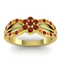 Garnet Fashion Ring In 14k Yellow Gold With Citrine – Kalikda Simple Ring