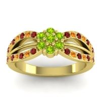 Peridot Fashion Ring In 14k Yellow Gold With Citrine And Garnet – Kalikda Simple Ring