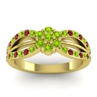Peridot Fashion Ring In 14k Yellow Gold With Garnet – Kalikda Simple Ring