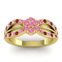 Pink Tourmaline Fashion Ring In 14k Yellow Gold With Garnet – Kalikda Simple Ring