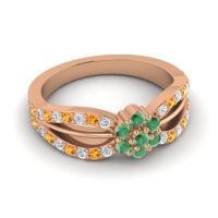 Simple Floral Pave Kalikda Ring