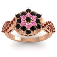 Black Onyx Fashion Ring In 14K Rose Gold With Pink Tourmaline And Garnet – Vikasati Simple Ring