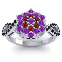 Amethyst Fashion Ring In 14k White Gold With Garnet And Black Onyx – Vikasati Simple Ring