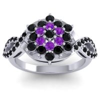Black Onyx Fashion Ring In 14k White Gold With Amethyst – Vikasati Simple Ring
