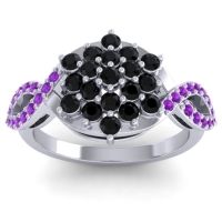 Black Onyx Fashion Ring In 14k White Gold With Amethyst – Vikasati Simple Ring
