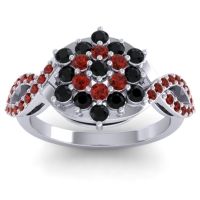 Black Onyx Fashion Ring In 14k White Gold With Garnet – Vikasati Simple Ring