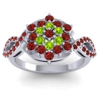 Garnet Fashion Ring In 14k White Gold With Peridot – Vikasati Simple Ring