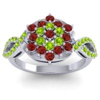 Garnet Fashion Ring In 14k White Gold With Peridot – Vikasati Simple Ring