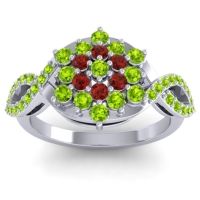 Peridot Fashion Ring In 14k White Gold With Garnet – Vikasati Simple Ring