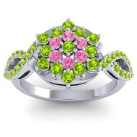 Peridot Fashion Ring In 14k White Gold With Pink Tourmaline – Vikasati Simple Ring