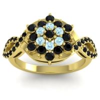 Black Onyx Fashion Ring In 14k Yellow Gold With Aquamarine – Vikasati Simple Ring
