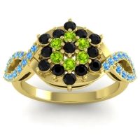 Black Onyx Fashion Ring In 14k Yellow Gold With Peridot And Swiss Blue Topaz – Vikasati Simple Ring