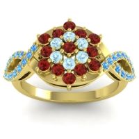 Garnet Fashion Ring In 14k Yellow Gold With Aquamarine And Swiss Blue Topaz – Vikasati Simple Ring