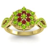 Peridot Fashion Ring In 14k Yellow Gold With Garnet – Vikasati Simple Ring