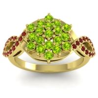 Peridot Fashion Ring In 14k Yellow Gold With Garnet – Vikasati Simple Ring