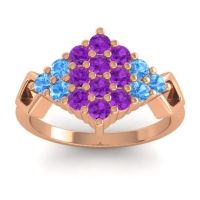 Amethyst Fashion Ring In 18K Rose Gold With Swiss Blue Topaz – Hira Simple Ring