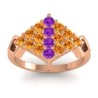 Amethyst Fashion Ring In 18K Rose Gold With Citrine – Hira Simple Ring