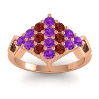 Amethyst Fashion Ring In 18K Rose Gold With Garnet – Hira Simple Ring