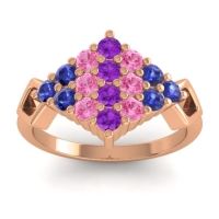 Amethyst Fashion Ring In 14K Rose Gold With Pink Tourmaline And Blue Sapphire – Hira Simple Ring