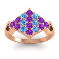 Amethyst Fashion Ring In 18K Rose Gold With Swiss Blue Topaz – Hira Simple Ring