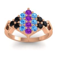 Amethyst Fashion Ring In 18K Rose Gold With Swiss Blue Topaz And Black Onyx – Hira Simple Ring
