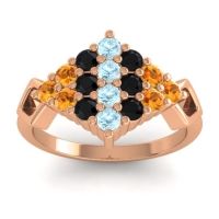 Aquamarine Fashion Ring In 18K Rose Gold With Black Onyx And Citrine – Hira Simple Ring
