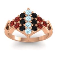 Aquamarine Fashion Ring In 18K Rose Gold With Black Onyx And Garnet – Hira Simple Ring