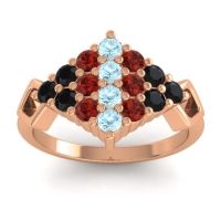 Aquamarine Fashion Ring In 18K Rose Gold With Garnet And Black Onyx – Hira Simple Ring