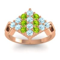 Aquamarine Fashion Ring In 18K Rose Gold With Peridot – Hira Simple Ring
