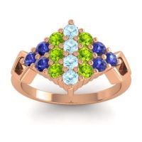 Aquamarine Fashion Ring In 14K Rose Gold With Peridot And Blue Sapphire – Hira Simple Ring
