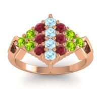 Aquamarine Fashion Ring In 14K Rose Gold With Ruby And Peridot – Hira Simple Ring
