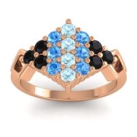 Aquamarine Fashion Ring In 18K Rose Gold With Swiss Blue Topaz And Black Onyx – Hira Simple Ring