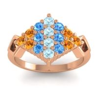 Aquamarine Fashion Ring In 18K Rose Gold With Swiss Blue Topaz And Citrine – Hira Simple Ring